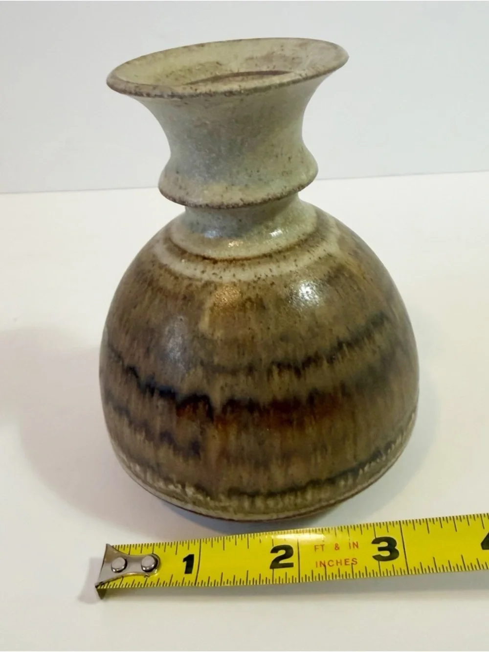 Share Studio Pottery Brown Tan Drip Glaze Vase Natural Rustic Earthen Arts Craft
